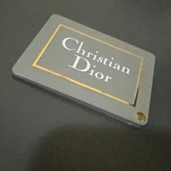 Vintage Christian Dior Slide Compact Mirror Gray Gold Logo Travel Cosmetic Mini - Picture 2 of 8